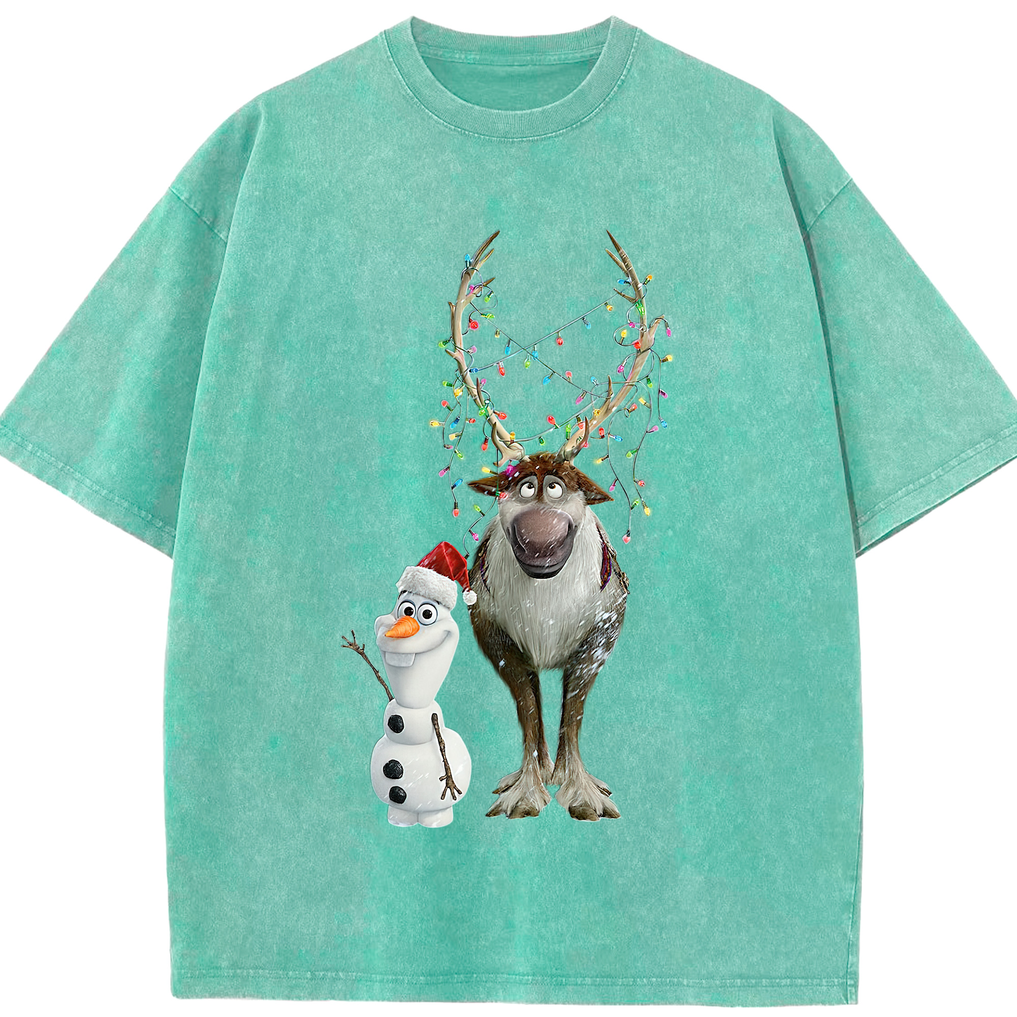 （画像用） アナと雪の女王 アンナ エルサ Frozen Anna Elsa 綿100% ヴィンテージ風 半袖Tシャツ（フロントプリント）